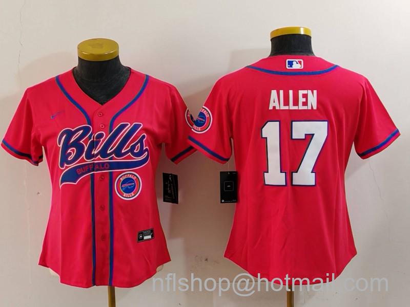 Women's Buffalo Bills #17 Josh Allen Red Cool Base Stitched Baseball Nike Jerseys