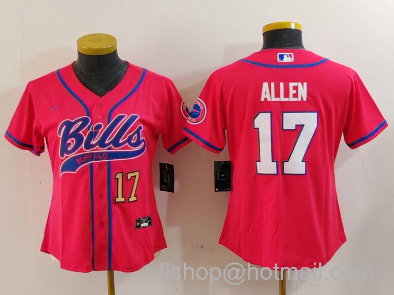 Women's Buffalo Bills #17 Josh Allen Red Cool Base Stitched Baseball Jerseys