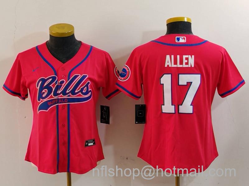 Women's Buffalo Bills #17 Josh Allen Red Cool Base Stitched Baseball Jersey