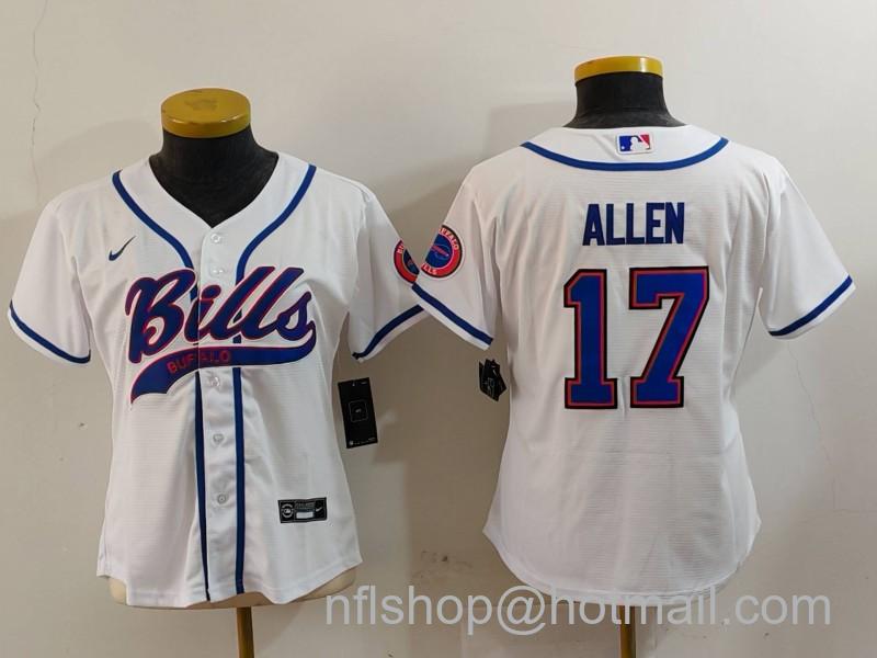 Women's Buffalo Bills #17 Josh Allen White Cool Base Stitched Baseball Jersey