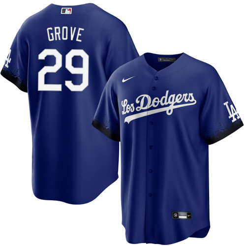 Men's Los Angeles Dodgers #29 Michael Grove Royal City Connect Stitched Baseball Jersey