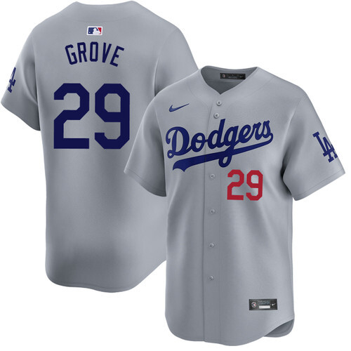 Men's Los Angeles Dodgers #29 Michael Grove Gray Alternate Road Stitched Baseball Jerseys