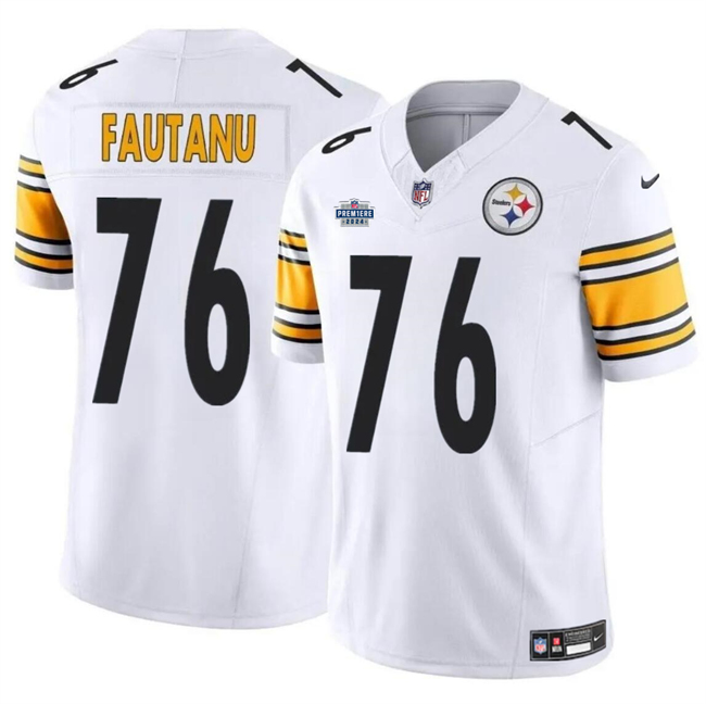 Men's Pittsburgh Steelers #76 Troy Fautanu White 2024 With Dradt Patch F.U.S.E. Vapor Untouchable Limited Stitched Jersey