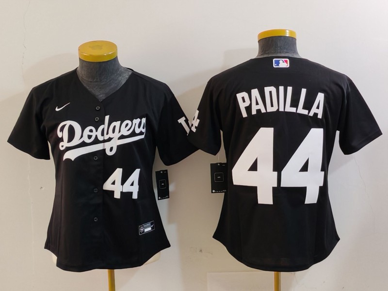 Women's Los Angeles Dodgers #44 Vicente Padilla Number Black Cool Base Stitched Jerseys