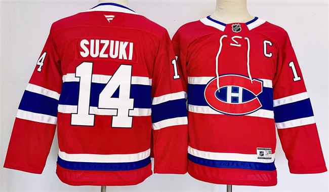 Youth Montreal Canadiens #14 Nick Suzuki Red 2024-25 Stitched Jersey