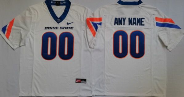 Custom Men's Boise State Broncos White Name and Number Stitched Football Jersey