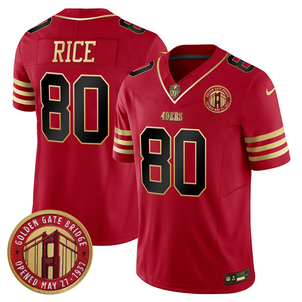 Men's San Francisco 49ers #80 Jerry Rice Red F.U.S.E. Golden Gate Bridge Patch Balck Scarlet Vapor Limited Stitched Football Jersey