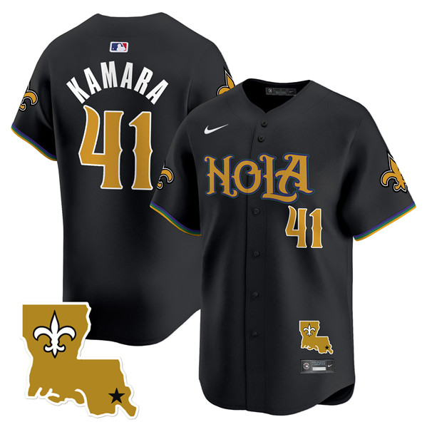 Men's New Orleans Saints #41 Alvin Kamara Black Cool Base Stitched Baseball Jerseys