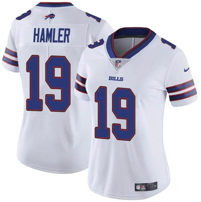 Women's Buffalo Bills #19 KJ Hamler White Vapor Stitched Football Jersey(Run Small)