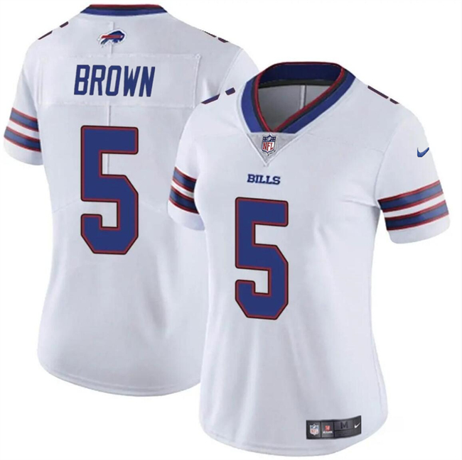 Women's Buffalo Bills #5 Anthony Brown White Vapor Stitched Football Jersey(Run Small)