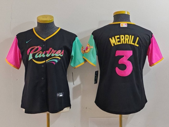 Youth San Diego Padres #3 Jackson Merrill Black City Connect Stitched Baseball Jersey