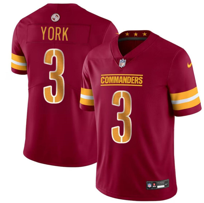 Youth Washington Commanders #3 Cade York Burgundy 2024 Vapor Limited Stitched Football Jersey