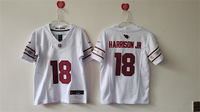 Women's Arizona Cardinals #18 Marvin Harrison Jr White 2024 F.U.S.E Stitched Jersey(Run Small)