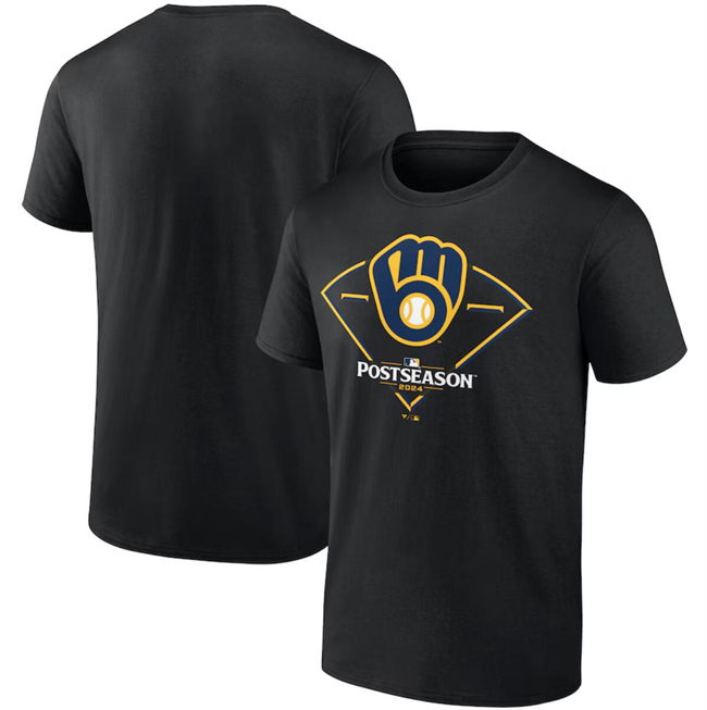 Men's Milwaukee Brewers Black 2024 Postseason Around The Horn T-Shirt