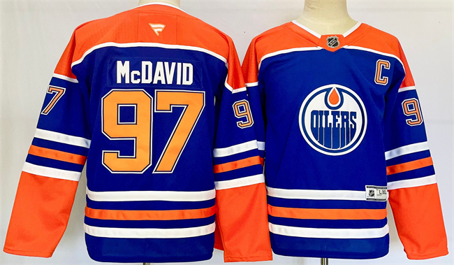 Youth Edmonton Oilers #97 Connor McDavid Royal 2024-25 Stitched Jersey