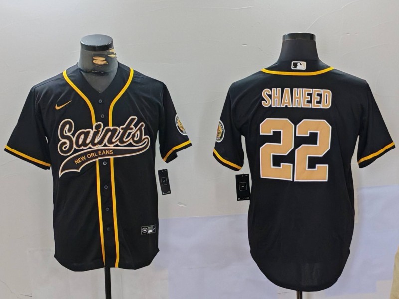 Men's New Orleans Saints #22 Rashid Shaheed Black Cool Base Stitched Baseball Jersey