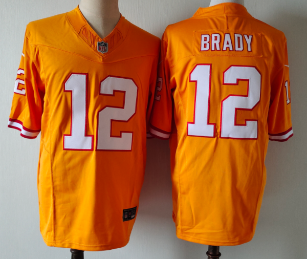 Men's Tampa Bay Buccaneers #12 Tom Brady Orange 2024 F.U.S.E. Throwback Limited Stitched Jersey