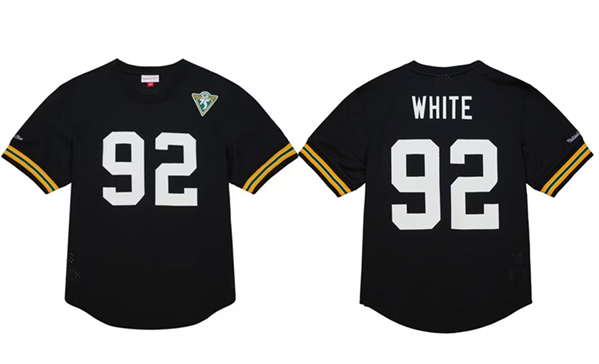 Men's Green Bay Packers #92 Reggie White Black 1994 Stitched Football Jersey