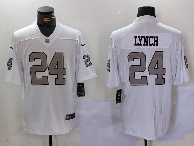 Men's Las Vegas Raiders #24 Marshawn Lynch White Vapor Untouchable Limited Stitched Jersey