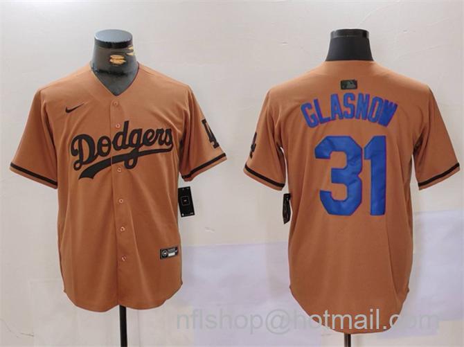 Men's Los Angeles Dodgers #31 Mike Piazza Brown Cool Base Stitched Baseball Jersey