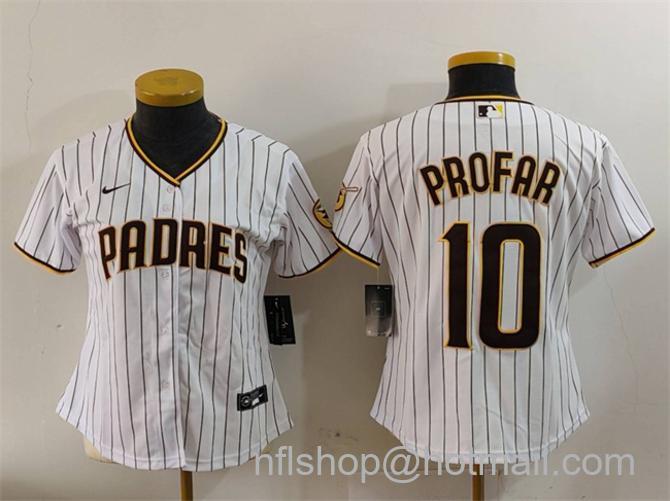 Women's San Diego Padres #10 Jurickson Profar White Stitched Baseball Jersey(Run Small)