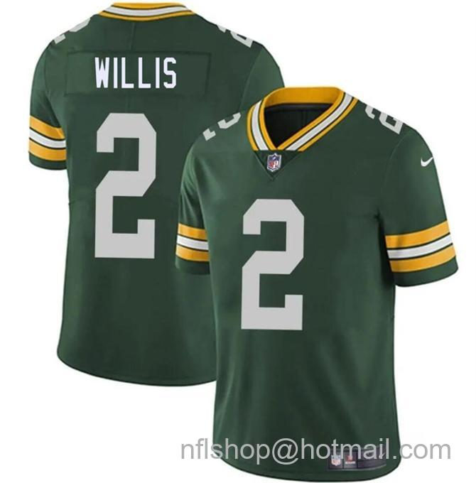 Men's Green Bay Packers #2 Malik Willis Green Vapor Limited Stitched Football Jersey