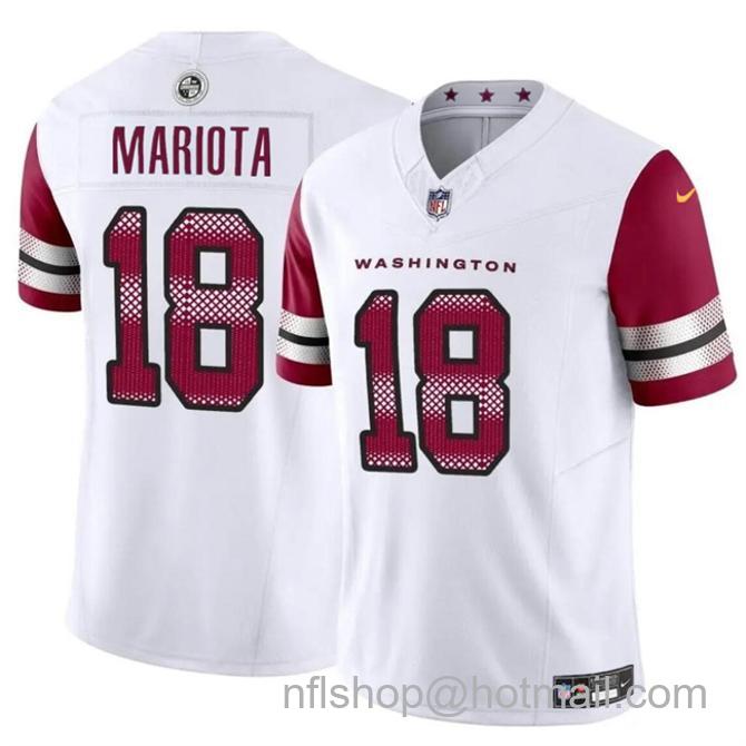 Men's Washington Commanders #18 Marcus Mariota White 2024 F.U.S.E Vapor Limited Stitched Football Jersey