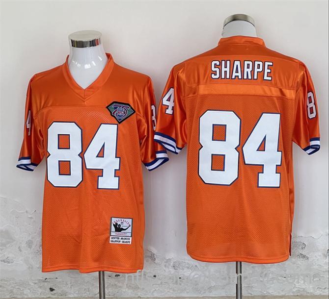 Men's Denver Broncos #84 Shannon Sharpe Orange Throwback Stitched Jersey