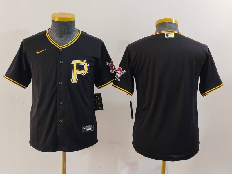 Youth Pittsburgh Pirates Blank Black Stitched Cool Base Nike Jersey