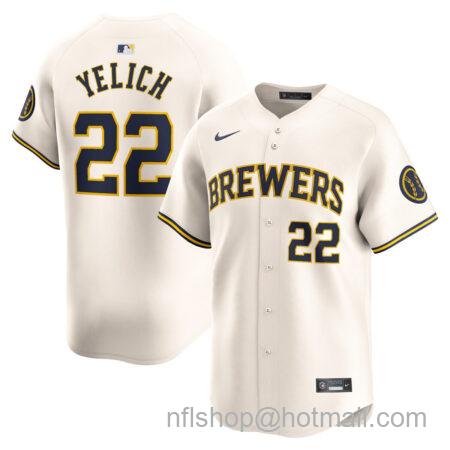 Men's Milwaukee Brewers Christian Yelich Nike Cream Home Limited Player Jersey