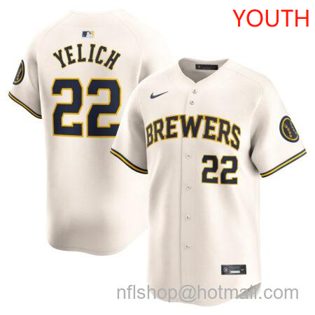 Youth Milwaukee Brewers Christian Yelich Nike Cream Home Limited Player Jersey