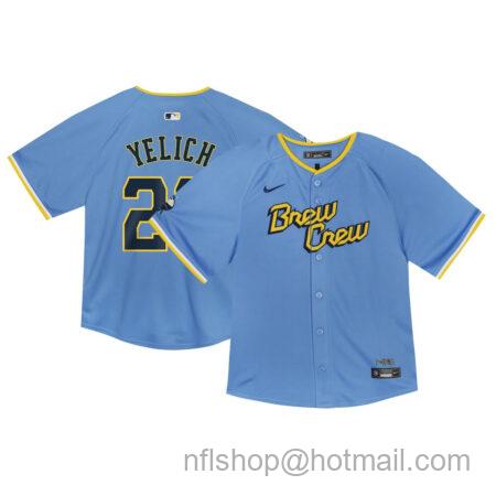 Toddler Milwaukee Brewers #22 Christian Yelich Nike Powder Blue City Connect Limited Player Jersey