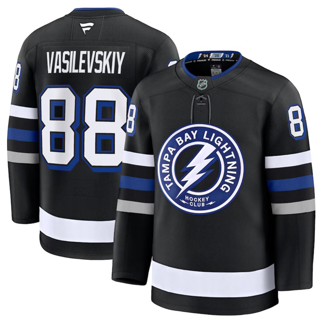 Men's Tampa Bay Lightning #88 Andrei Vasilevskiy Black 2024-25 Stitched Hockey Jersey