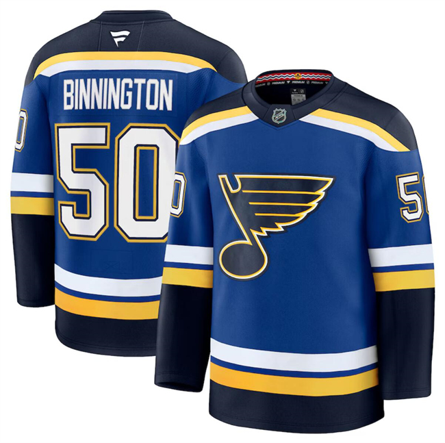 Men's St. Louis Blues #50 Jordan Binnington Blue 2024-25 Stitched Hockey Jersey