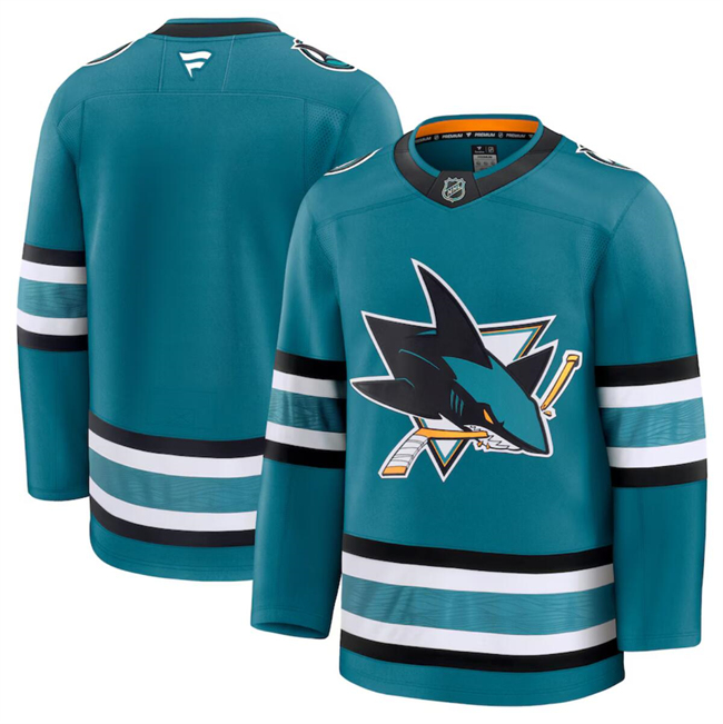 Men's San Jose Sharks Blank Teal 2024-25 Stitched Hockey Jersey