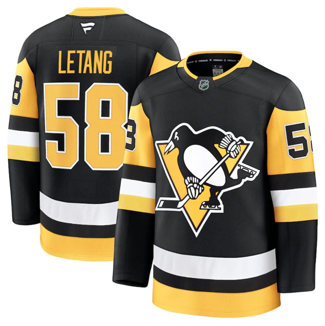 Men's Pittsburgh Penguins #58 Kris Letang Black 2024-25 Stitched Hockey Jerseys