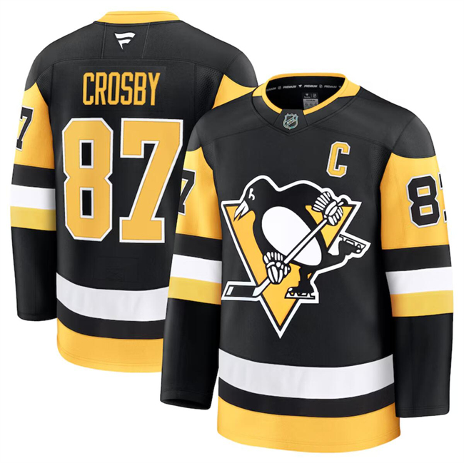 Men's Pittsburgh Penguins #87 Sidney Crosby Black 2024-25 Stitched Hockey Jerseys