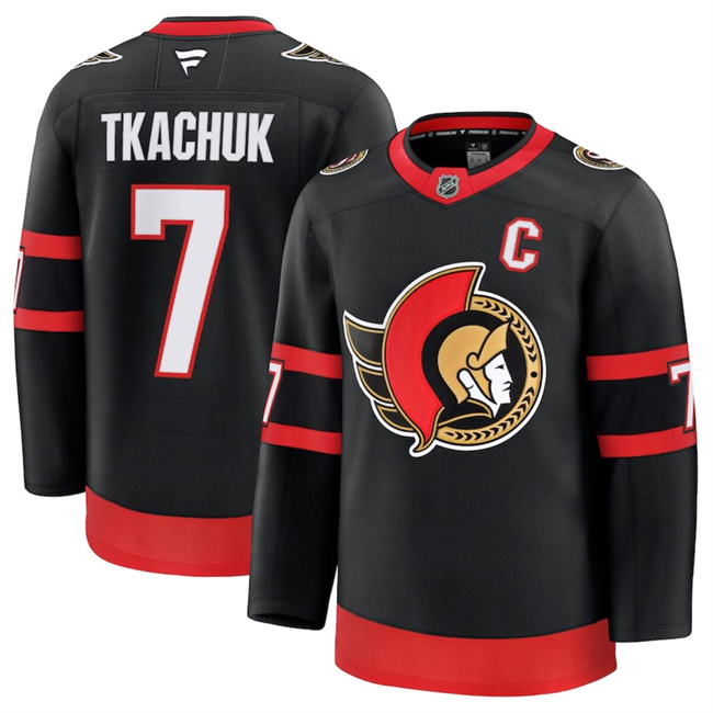 Men's Ottawa Senators #7 Brady Tkachuk Black 2024-25 Stitched Hockey Jersey