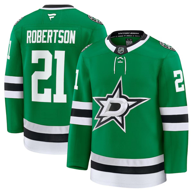 Men's Dallas Stars #21 Jason Robertson Green 2024-25 Stitched Hockey Jersey