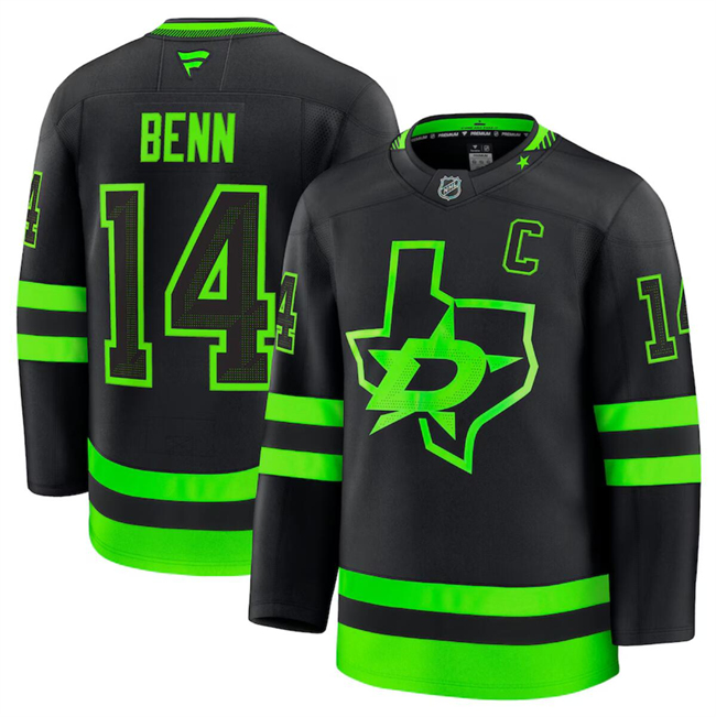 Men's Dallas Stars #14 Jamie Benn Black 2024-25 Stitched Hockey Jersey