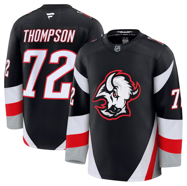 Men's Buffalo Sabres #72 Tage Thompson Black 2024-25 Stitched Hockey Jersey