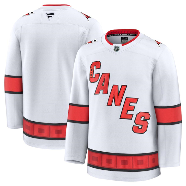 Men's Carolina Hurricanes Blank White 2024-25 Away Stitched Hockey Jersey