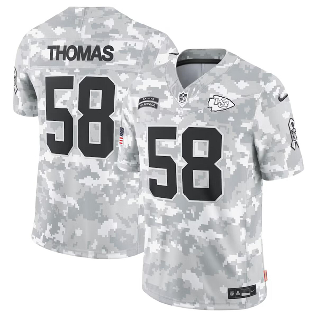 Men's Kansas City Chiefs #58 Derrick Thomas 2024 F.U.S.E Arctic Camo Salute to Service Limited Stitched Football Jersey