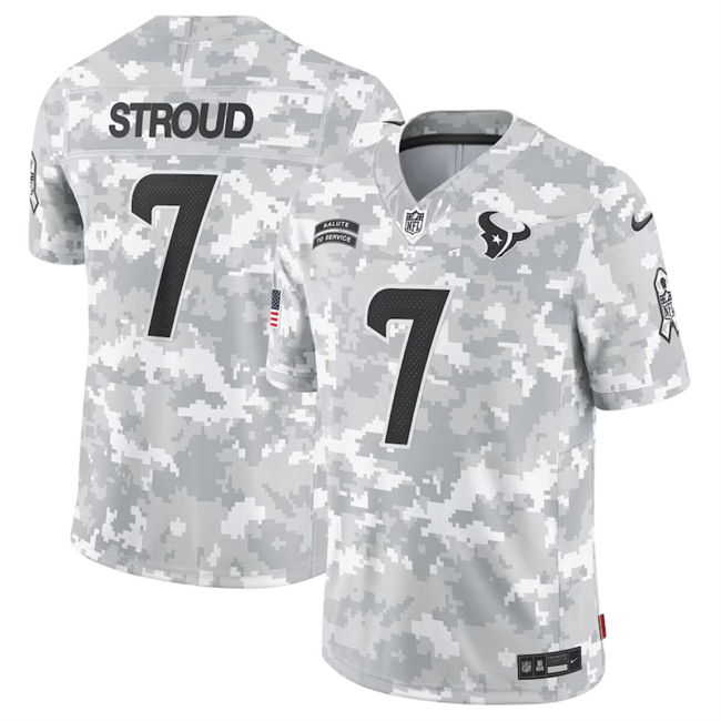 Men's Houston Texans #7 C.J. Stroud 2024 F.U.S.E Arctic Camo Salute to Service Limited Stitched Football Jersey