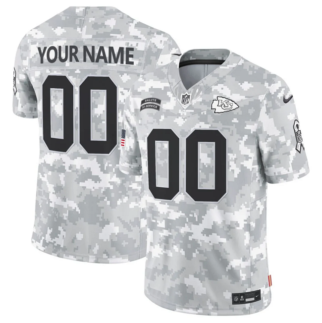 Men's Kansas City Chiefs Custom Nike 2024 F.U.S.E Arctic Camo Salute to Service Limited Stitched Football Jersey