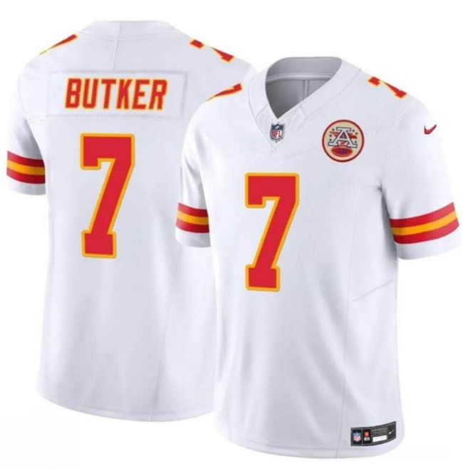 Men’s Kansas City Chiefs #7 Harrison Butker White 2024 F.U.S.E Vapor Untouchable Limited Stitched Football Jersey