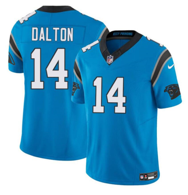 Youth Carolina Panthers #14 Andy Dalton Blue 2024 F.U.S.E. Vapor Limited Stitched Football Jersey