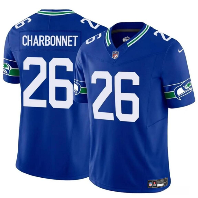 Youth Seattle Seahawks #26 Zach Charbonnet Royal 2024 F.U.S.E Throwback Vapor Limited Stitched Football Jersey