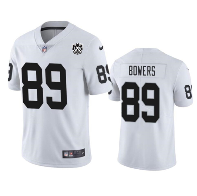 Men's Las Vegas Raiders #89 Brock Bowers White 2024 65th Anniversary Patch Vapor Stitched Football Jersey