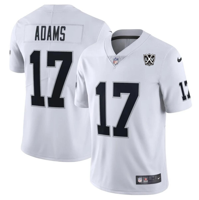 Men's Las Vegas Raiders #17 Davante Adams White 2024 65th Anniversary Patch Vapor Stitched Football Jersey